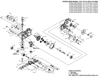 Transaxle Service Parts - Zt5400 Diagram and Parts List for 5901799  Simplicity Lawn Tractor