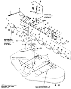 42-Inch And 48-Inch Height Adjusting And Roller Group Diagram and Parts List for 6517H 1691733 Simplicity Lawn Tractor
