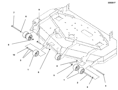 61-Inch Mower Deck Group - Rollers Diagram and Parts List for 5901748  Simplicity Lawn Tractor