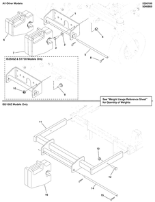 Weight Mount Group Diagram and Parts List for 5600754  Simplicity Lawn Tractor Accessories