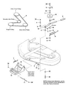 38-Inch Mower Deck - Clutch And Support Diagram and Parts List for 1691704  Simplicity Lawn Tractor Accessories