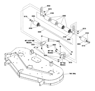 48-Inch And 52-Inch Mower Deck - Roller Group Diagram and Parts List for SZT350 2691411-02 Simplicity Lawn Tractor