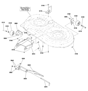42-Inch Mower Deck - Height Adjustment And Roller Bar Group Diagram and Parts List for 3108 1690395 Simplicity Lawn Tractor