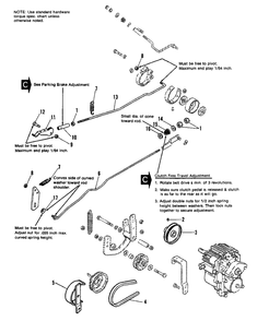 Clutch And Brake Control Group Diagram and Parts List for 7116H 1690578 Simplicity Lawn Tractor