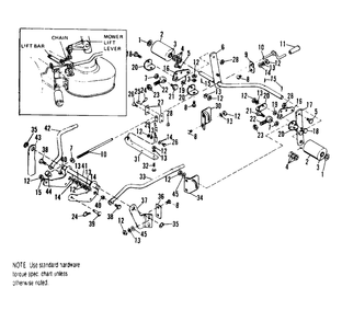Mower Lift And Hitch Group Diagram and Parts List for 525 990485 Simplicity Lawn Tractor