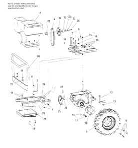 Engine Mounting, Belts And Wheels Diagram and Parts List for 821RT 1693207 Simplicity Tiller