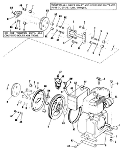 Engine And Drive Shaft Diagram and Parts List for 700 990169 Simplicity Lawn Tractor