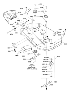 42-Inch (107cm) Mower Deck - Housing, Arbor And Blade Group Diagram and Parts List for 2691658-00  Simplicity Lawn Tractor