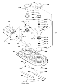42-Inch Mower Deck - Housing, Arbor And Blade Group Diagram and Parts List for ZT1842 2691139-00 Simplicity Lawn Tractor