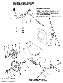 P.T.O. Control Group Diagram and Parts List for 7014S 1690338 Simplicity Lawn Tractor