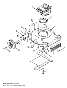 Engine, Wheels And Deck Group Diagram and Parts List for 1575 1691923 Simplicity Lawn Mower