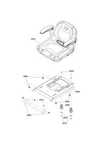 Seat Group Diagram and Parts List for BLUEVOLTCZ1 2691983-00 Simplicity Lawn Tractor