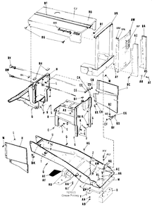 Frame, Hood, Grill And Inst. Panel Diagram and Parts List for 3212H 990573 Simplicity Lawn Tractor