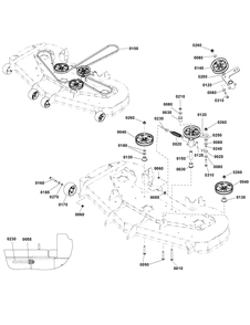 61-Inch Mower Deck - Clutch And Support Group Diagram and Parts List for 2691815-01  Simplicity Lawn Tractor