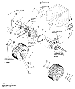 Transmission And Rear Tire Group Diagram and Parts List for 4212H 1691340 Simplicity Lawn Tractor