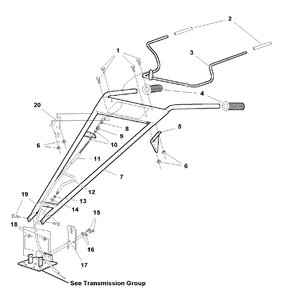 Handle Bar Group Diagram and Parts List for 514RT 1693705 Simplicity Tiller