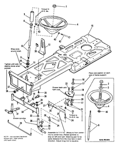 Frame, Front Axle And Steering Group Diagram and Parts List for 3110 1690566 Simplicity Lawn Tractor