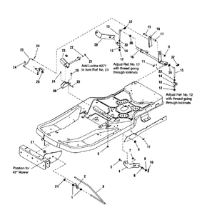 42-Inch Deck Lift Group Diagram and Parts List for ZT2142 7800612 Simplicity Lawn Tractor