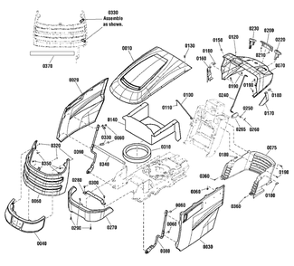 Hood, Grille And Dash Group Diagram and Parts List for 2691334-03  Simplicity Lawn Tractor