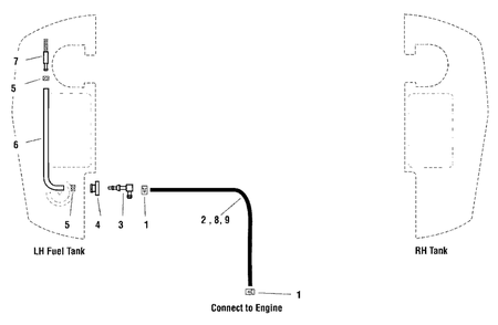 Fuel Supply Hose And Tank Replacement Parts Group Diagram and Parts List for 2650 5900705 Simplicity Lawn Tractor