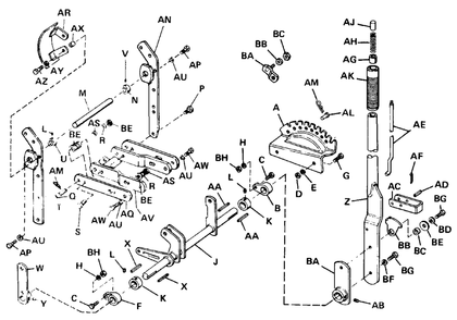 Rear Lift Draw Bar Group Diagram and Parts List for 3310V 990653 Simplicity Lawn Tractor