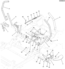 Motion Control Group - Handles And Dampeners Diagram and Parts List for 5901799  Simplicity Lawn Tractor