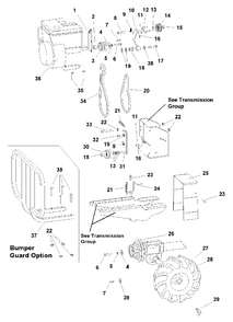 Engine, Belts And Wheels Group Diagram and Parts List for 6016RT 1694908 Simplicity Tiller
