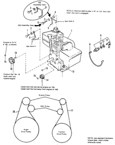 Engine Group Diagram and Parts List for 555M 6137 & Below Simplicity Snow Blower