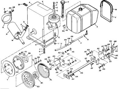 Engine And Drive Shaft Landlord Diagram and Parts List for 3310V 990653 Simplicity Lawn Tractor
