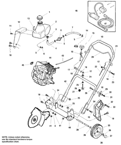 Frame And Handles (S/N 10,000/20,000 And Below) Diagram and Parts List for 551E 20000 & Below Simplicity Snow Blower