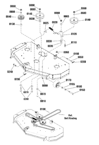 52-Inch (132cm) Mower Deck - Clutch And Support Group Diagram and Parts List for 2691661-01  Simplicity Lawn Tractor