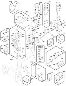 Discharge Chute Group Diagram and Parts List for M1227E 1696819-00 Simplicity Snow Blower