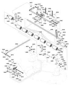 50-Inch (127cm) Mower Deck - Height Adjust And Roller Group Diagram and Parts List for 2691338-03  Simplicity Lawn Tractor