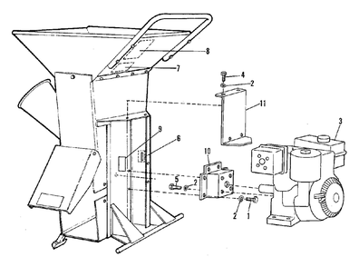 Engine And Drive Group (2633i02) Diagram and Parts List for CS100 1692464 Simplicity Chipper Shredder