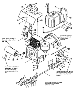 Engine, Exhaust And Drive Shaft Group - 7116 Diagram and Parts List for 7116 1690476 Simplicity Lawn Tractor
