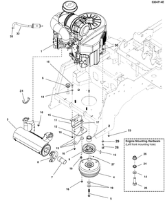 Engine And Pto Group - Briggs And Stratton Efi (Remote Oil Tank) Diagram and Parts List for 5901799  Simplicity Lawn Tractor
