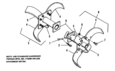 Tine Extension Kit Diagram and Parts List for 1600406  Simplicity Lawn Tractor Accessories