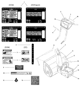 Decal Group Diagram and Parts List for L10575E 1694986 Simplicity Snow Blower