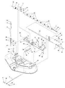 50-Inch Mower Deck - Height Adjustment And Roller Bar Group Diagram and Parts List for 1695395  Simplicity Lawn Tractor Accessories