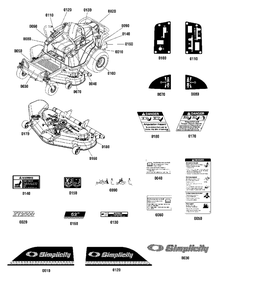 Decals Diagram and Parts List for ZT2752 2691040-01 Simplicity Lawn Tractor