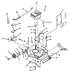 Engine And Mower Deck Group Diagram and Parts List for 1550ZS 1691727 Simplicity Lawn Mower