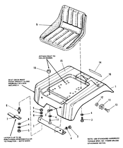 Seat And Deck Group Diagram and Parts List for 7014S 1690338 Simplicity Lawn Tractor