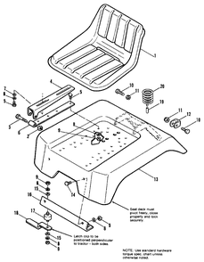 Seat And Deck Group Diagram and Parts List for 7116 1690476 Simplicity Lawn Tractor