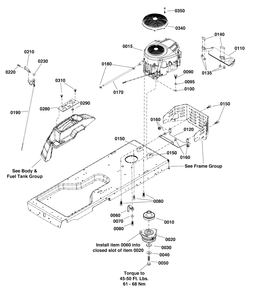 Engine Group Diagram and Parts List for 2691659-00  Simplicity Lawn Tractor