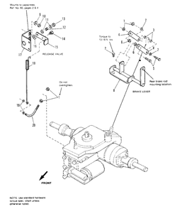 Brake Lever Assembly And Release Valve Diagram and Parts List for 6517H 1691733 Simplicity Lawn Tractor