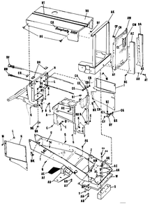 Frame Hood, Grill And Inst. Panel Diagram and Parts List for 3112H 990499 Simplicity Lawn Tractor