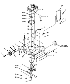 Engine And Mower Deck Group Diagram and Parts List for 1550BBC 1691728 Simplicity Lawn Mower