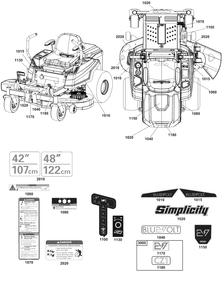 Decals Group Diagram and Parts List for BLUEVOLTCZ1 2691983-00 Simplicity Lawn Tractor