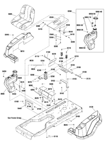 Seat, Body And Fuel Tank Group Diagram and Parts List for ZT1842 2691139-00 Simplicity Lawn Tractor