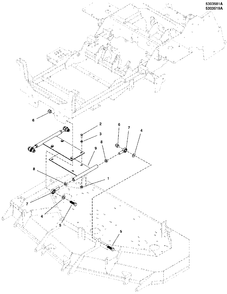 61-Inch Mower Deck Group - Puller Bar Diagram and Parts List for 5901748  Simplicity Lawn Tractor